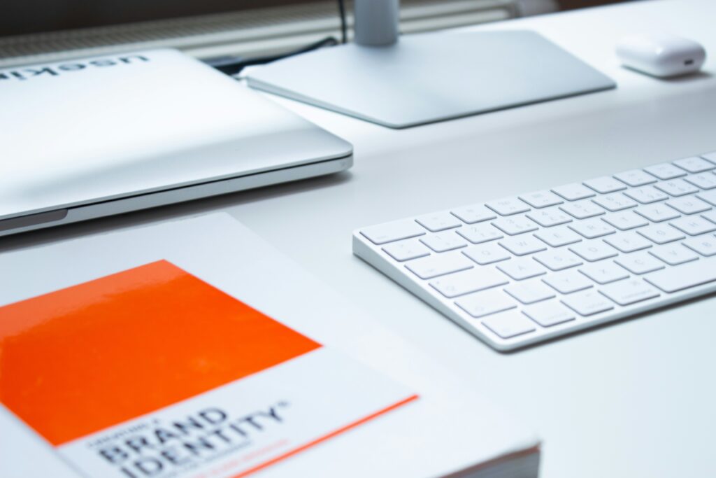A notebook written brand identity to emphasize branding